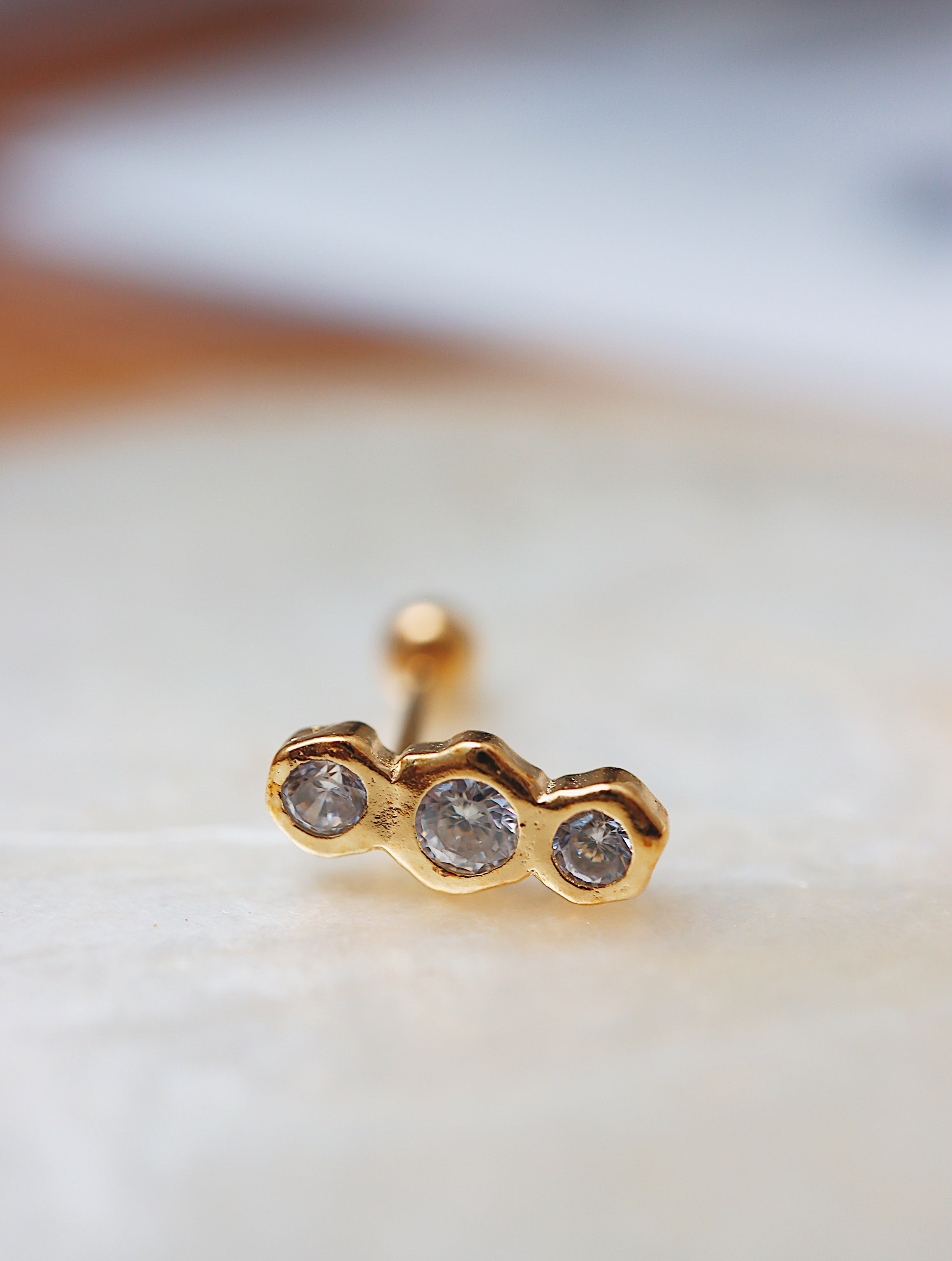 Triple cz silver925 ball back piercing (1pc)