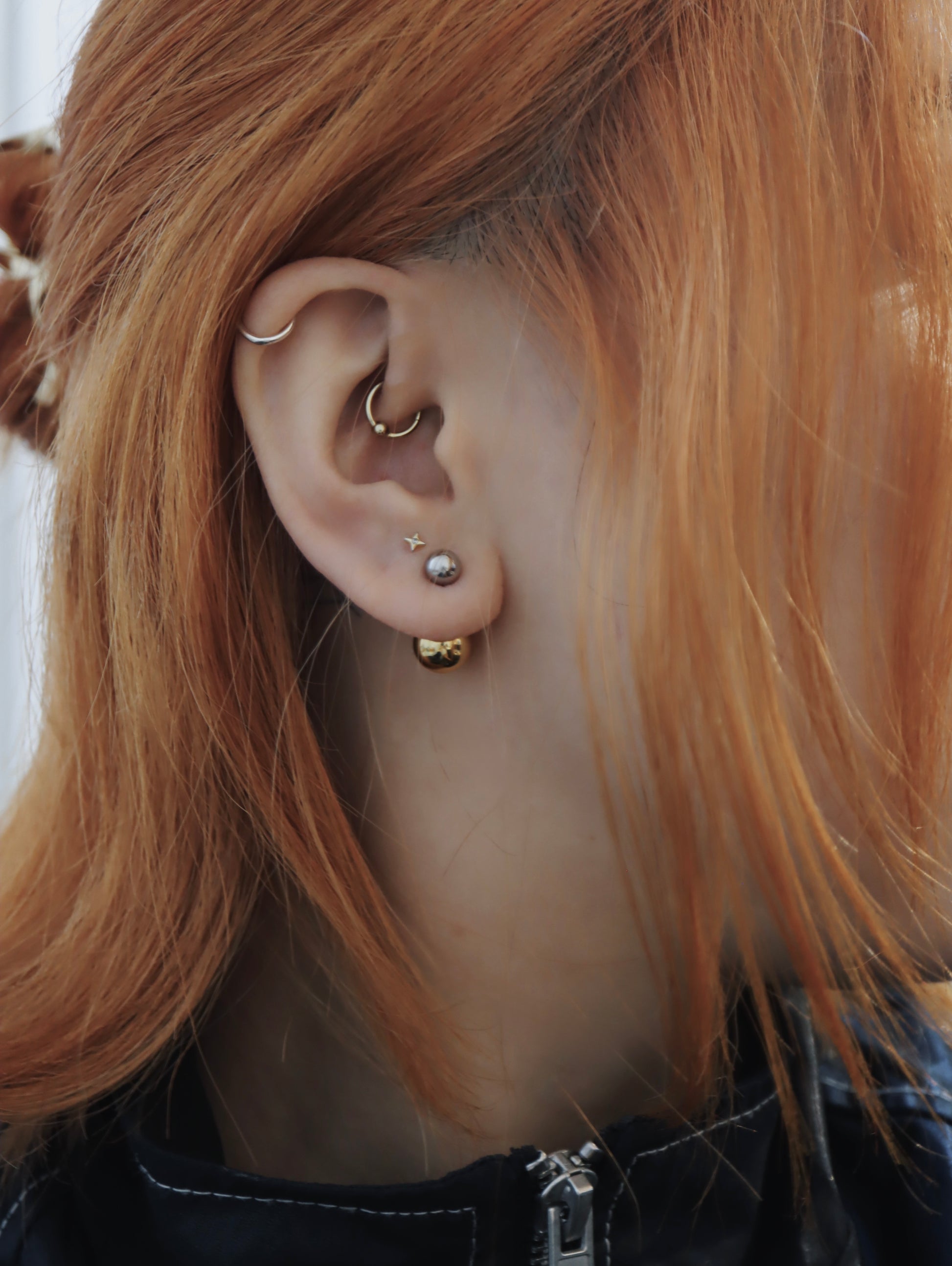 Mix tone front & back stainless steel earrings