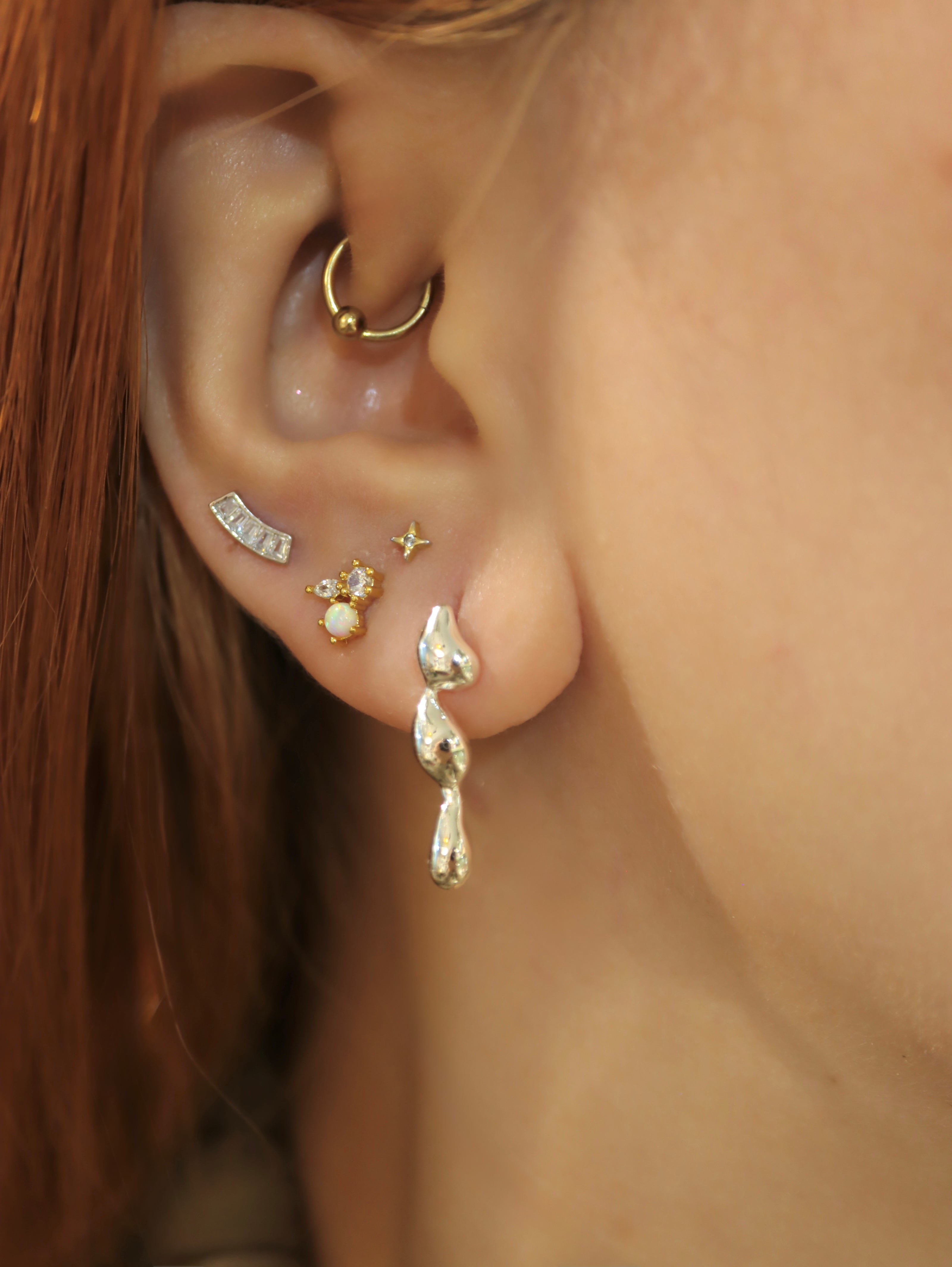 Opal cz stud earrings