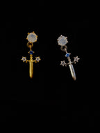 Dangling Sword Charm Stud Surgical Steel Piercing Earring (1pc)