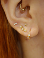 Triple star cz 925 silver stud piercing