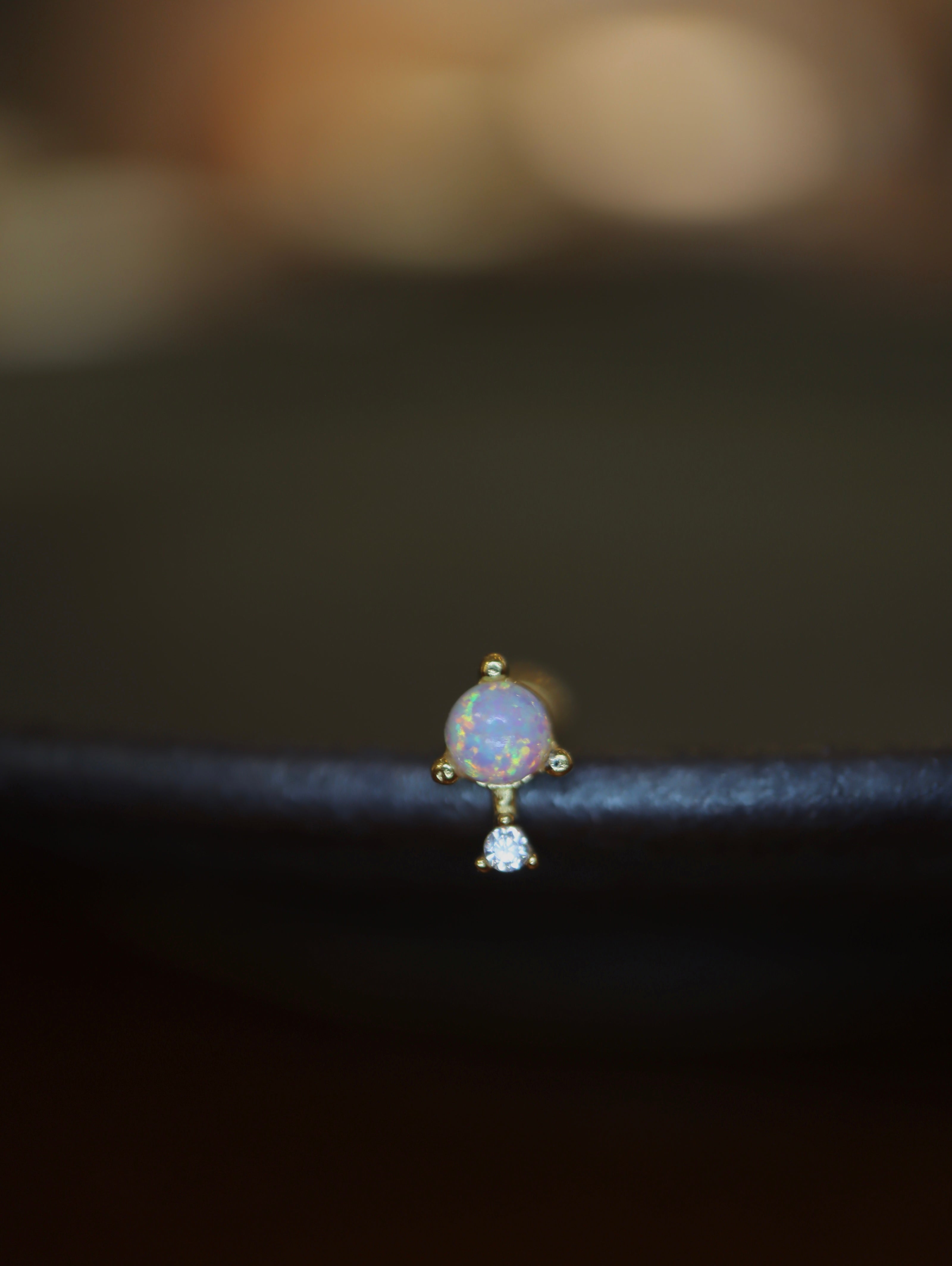 Aura Trinity Stud Opal Earring 925 silver Piercing (1pc)
