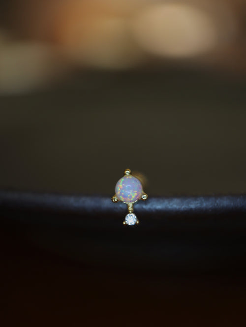 Aura Trinity Stud Opal Earring 925 silver Piercing (1pc)