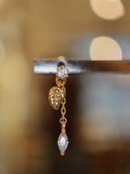 Drop leaf cz surgical steel stud piercing (1pc)