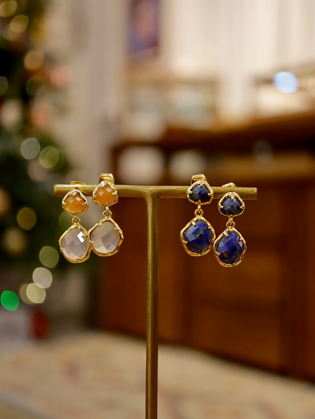 Double Gemstone earrings