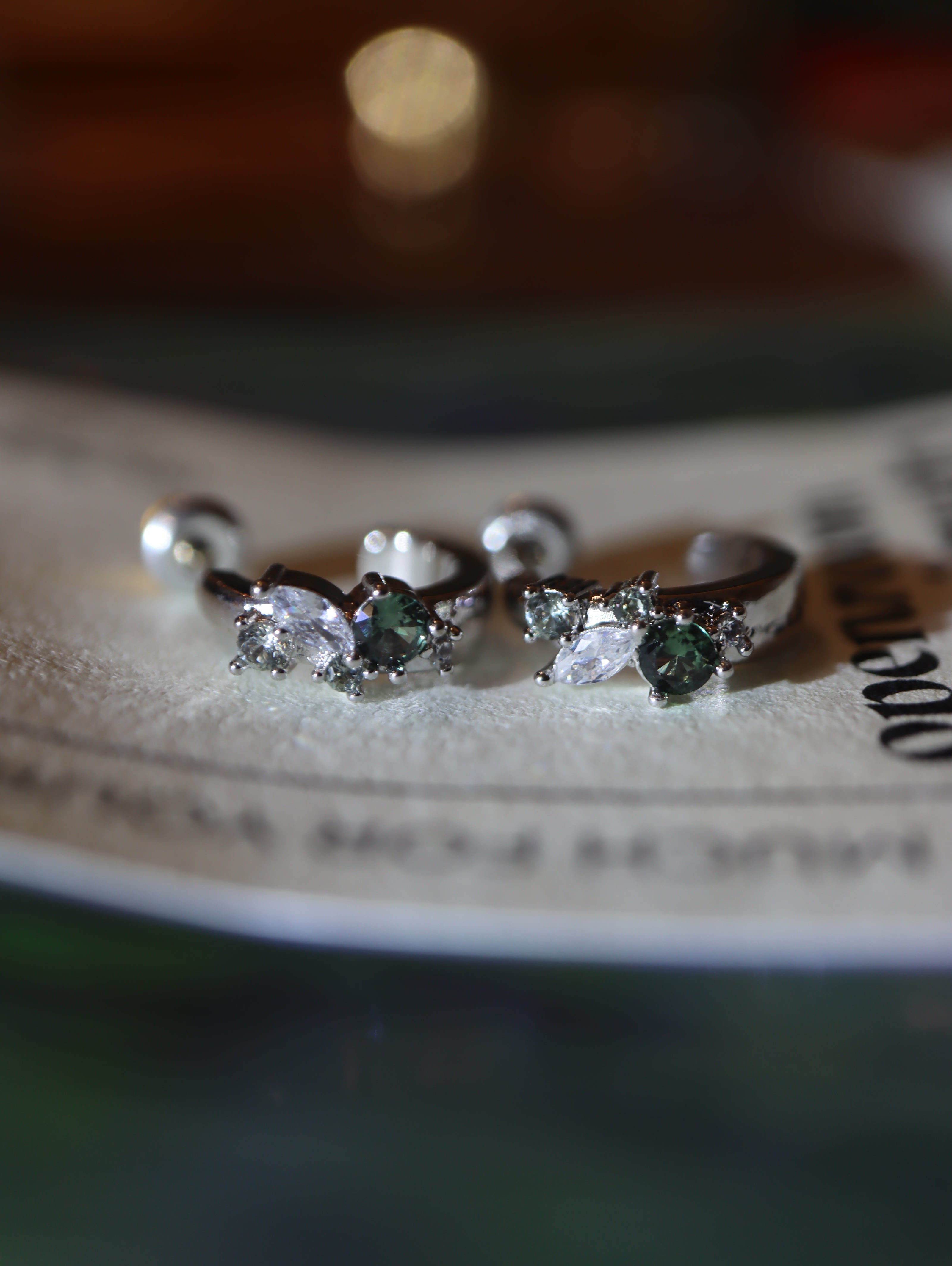Cz hoop brass earrings