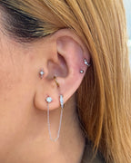Cz hinged hoop earring piercing