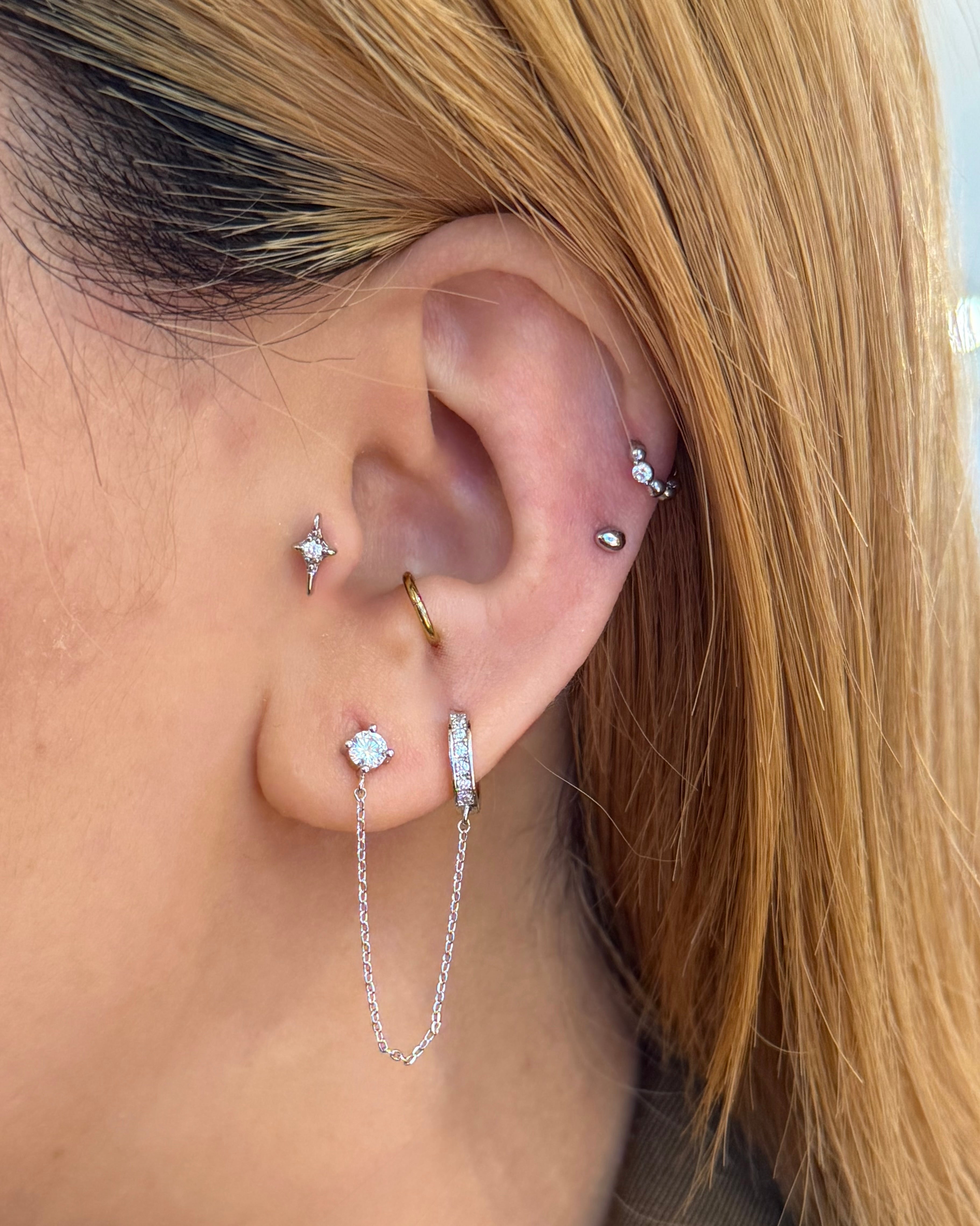 Cz hinged hoop earring piercing