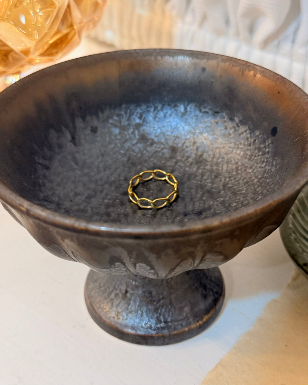 Interlock stainless steel pinky ring