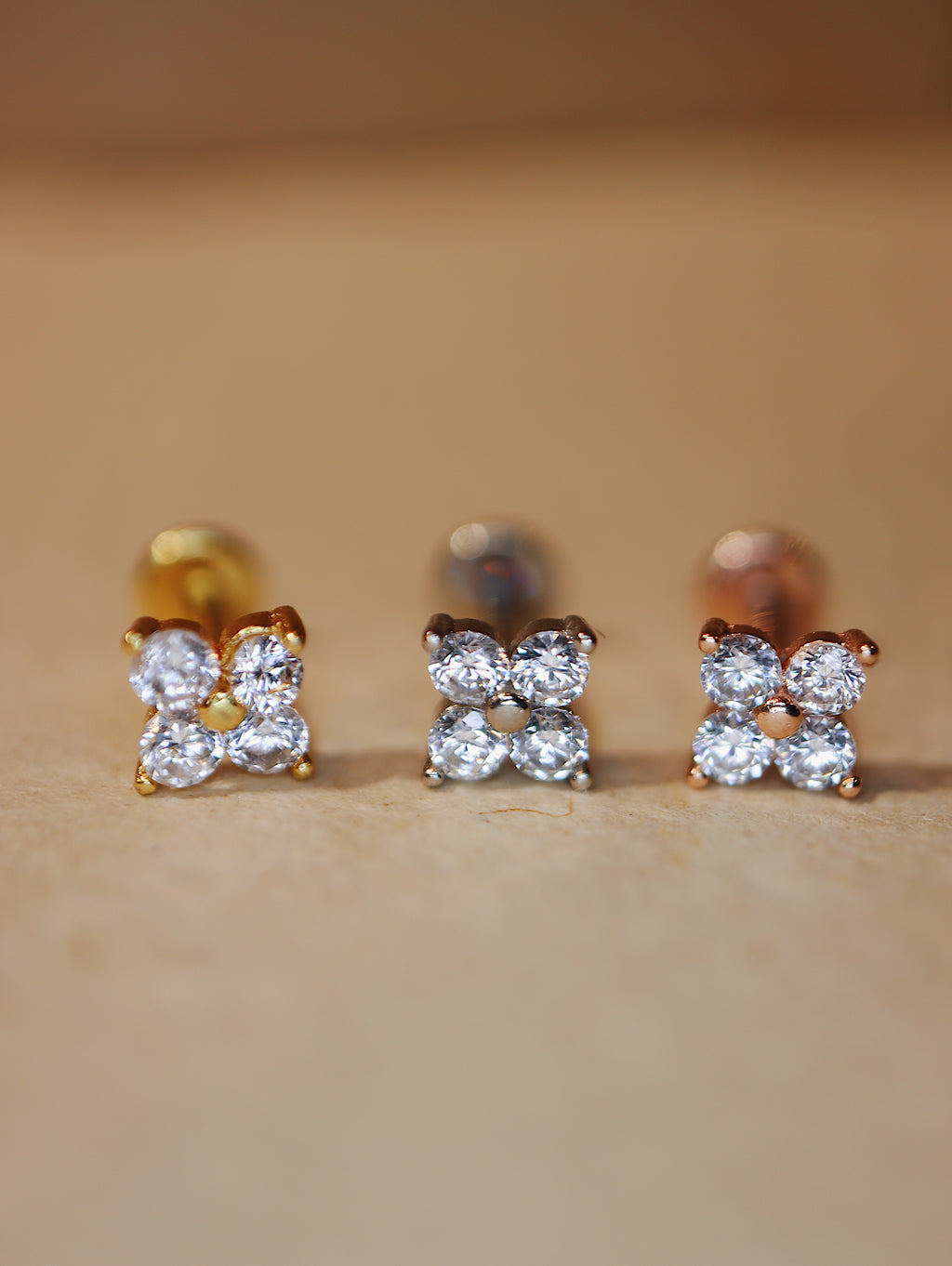 Push-pin stud pvd coating flat back earring