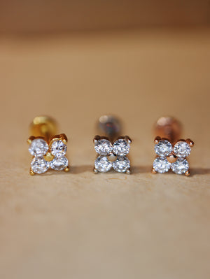 Push-pin stud pvd coating flat back earring
