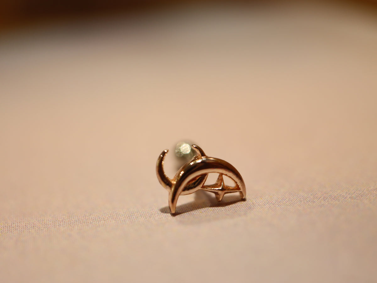 Crescent star surgical steel piercing