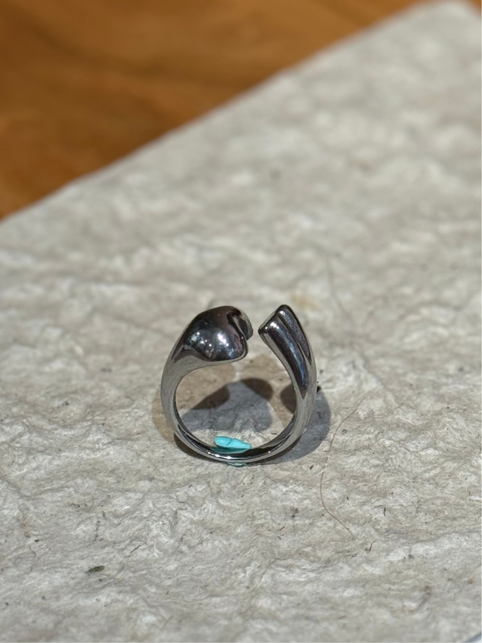 Heart front wrap stainless steel ring