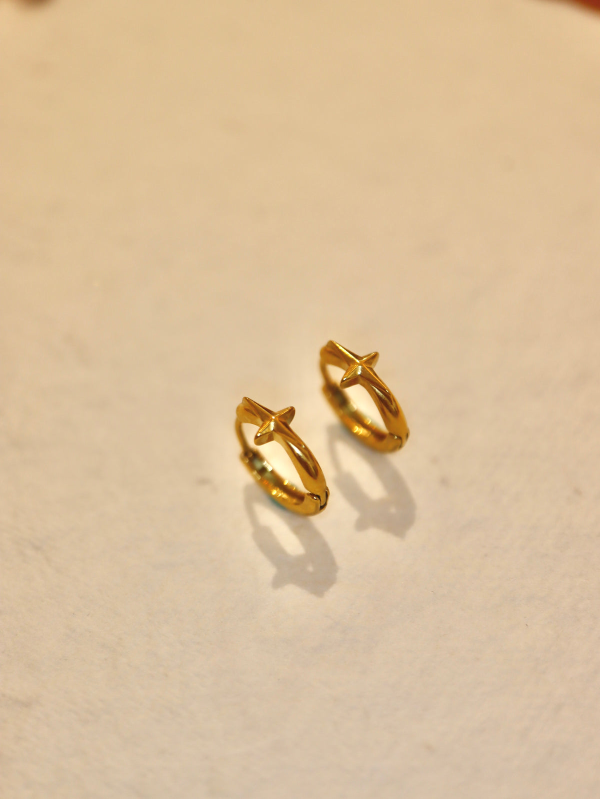Cross Hinged Hoop Stainless Steel Earrings