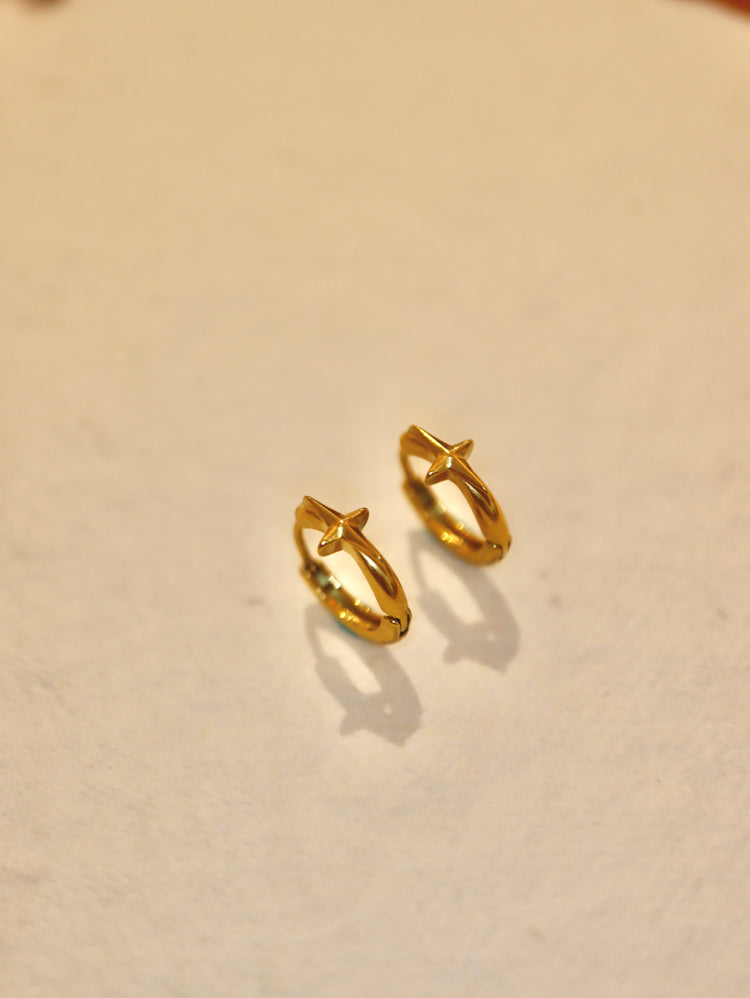 Cross Hinged Hoop Stainless Steel Earrings