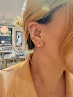 Round cz hinged hoop gold earrings