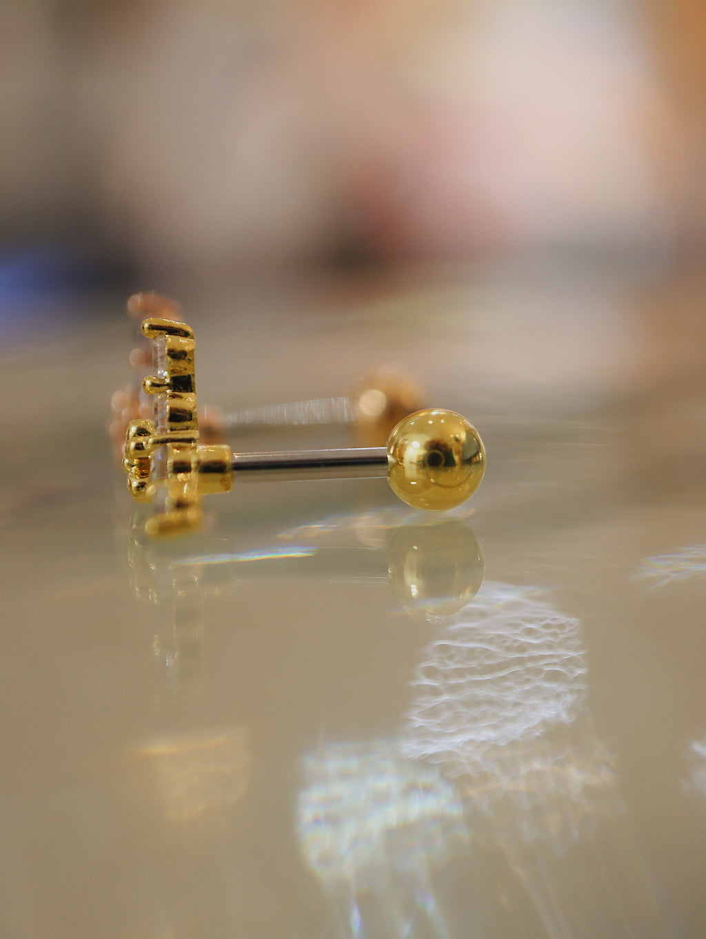 Bar cz floral surgical steel piercing (1pc)