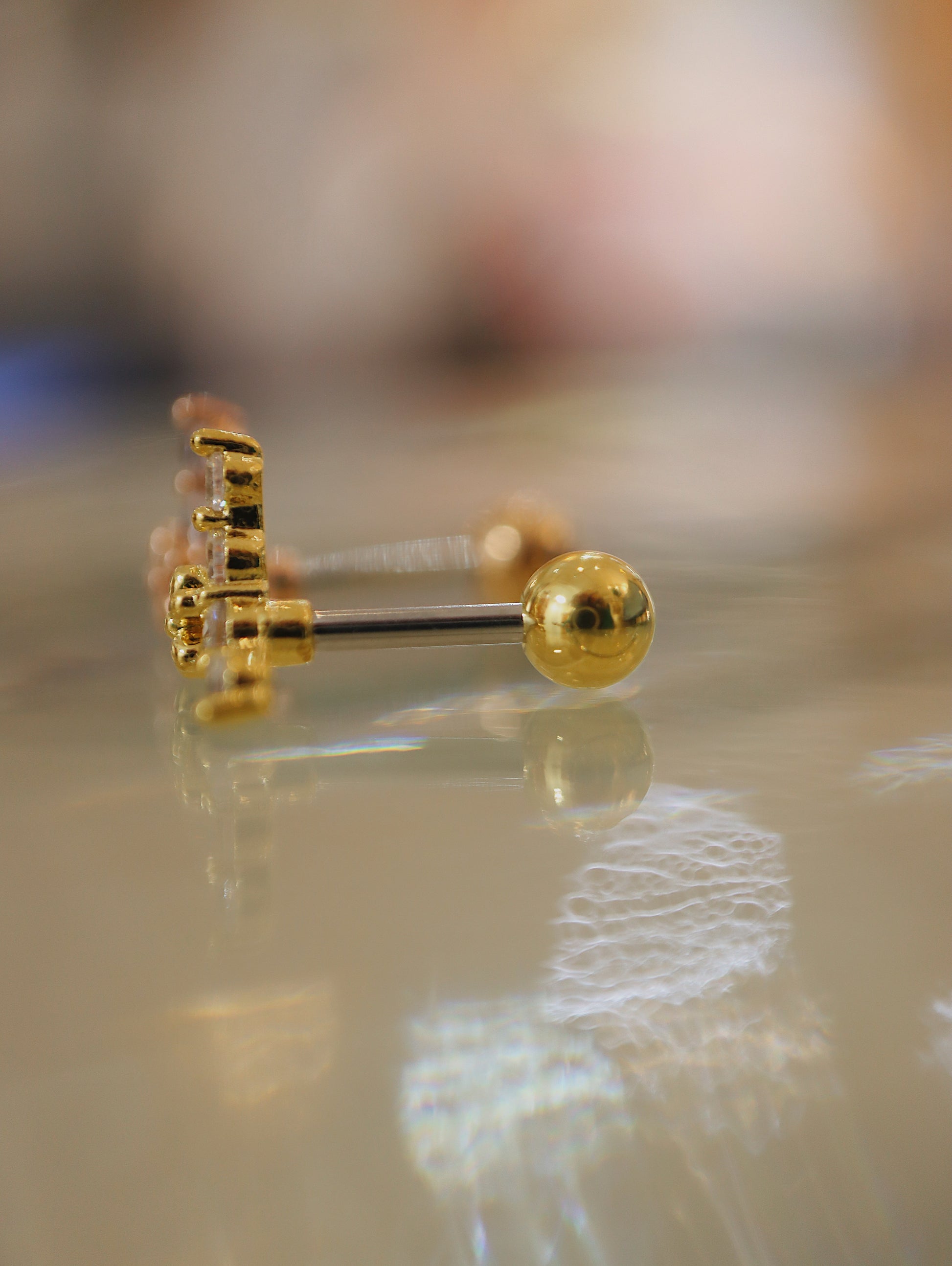 Bar cz floral surgical steel piercing (1pc)