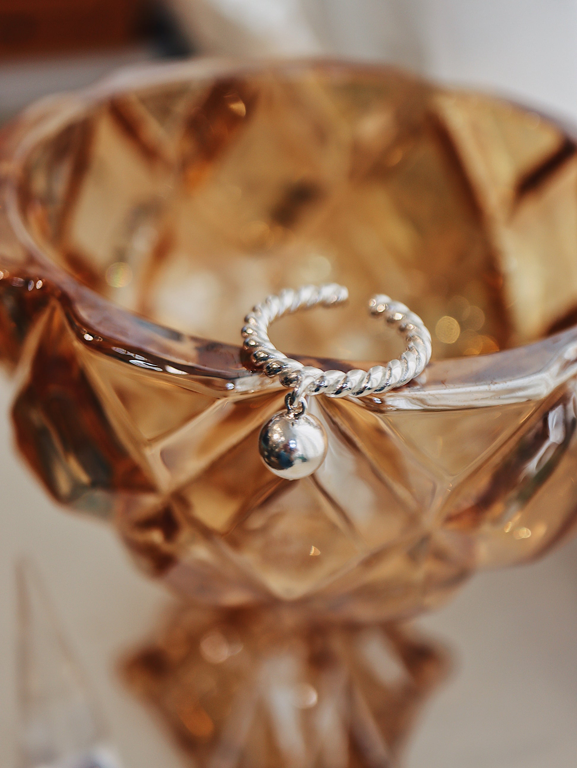 Drop ball 925 silver ring