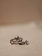 Double hoop mini drop cz earring