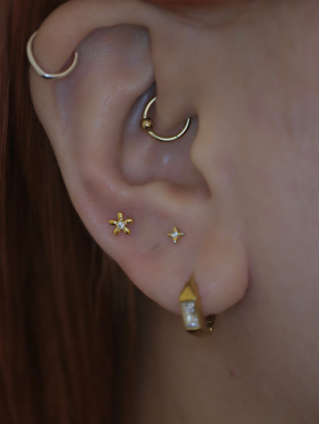 Flower 925 silver Piercing Earring with Screw Back