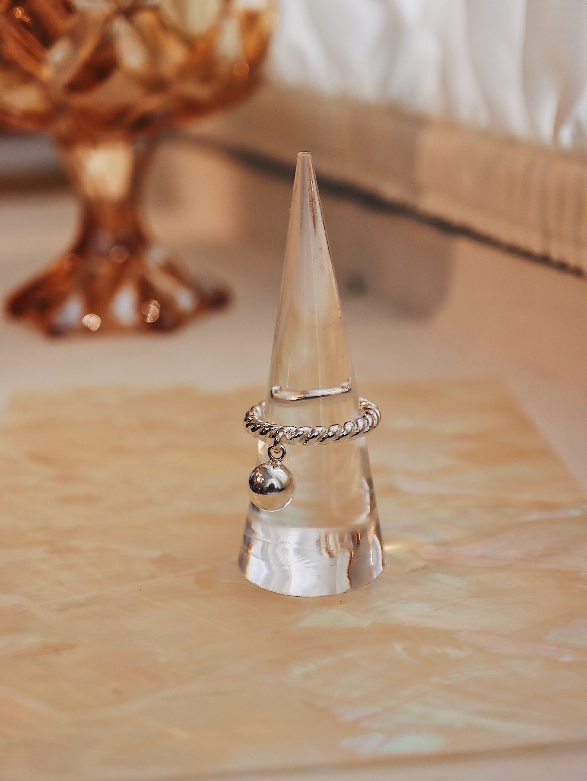 Drop ball 925 silver ring
