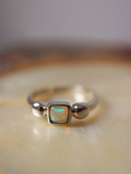Square Ethiopian Opal Silver 925 ring