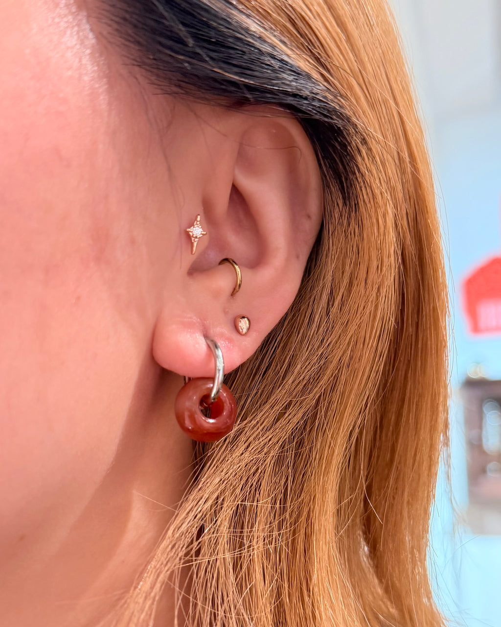 Interlock agate hoop earrings