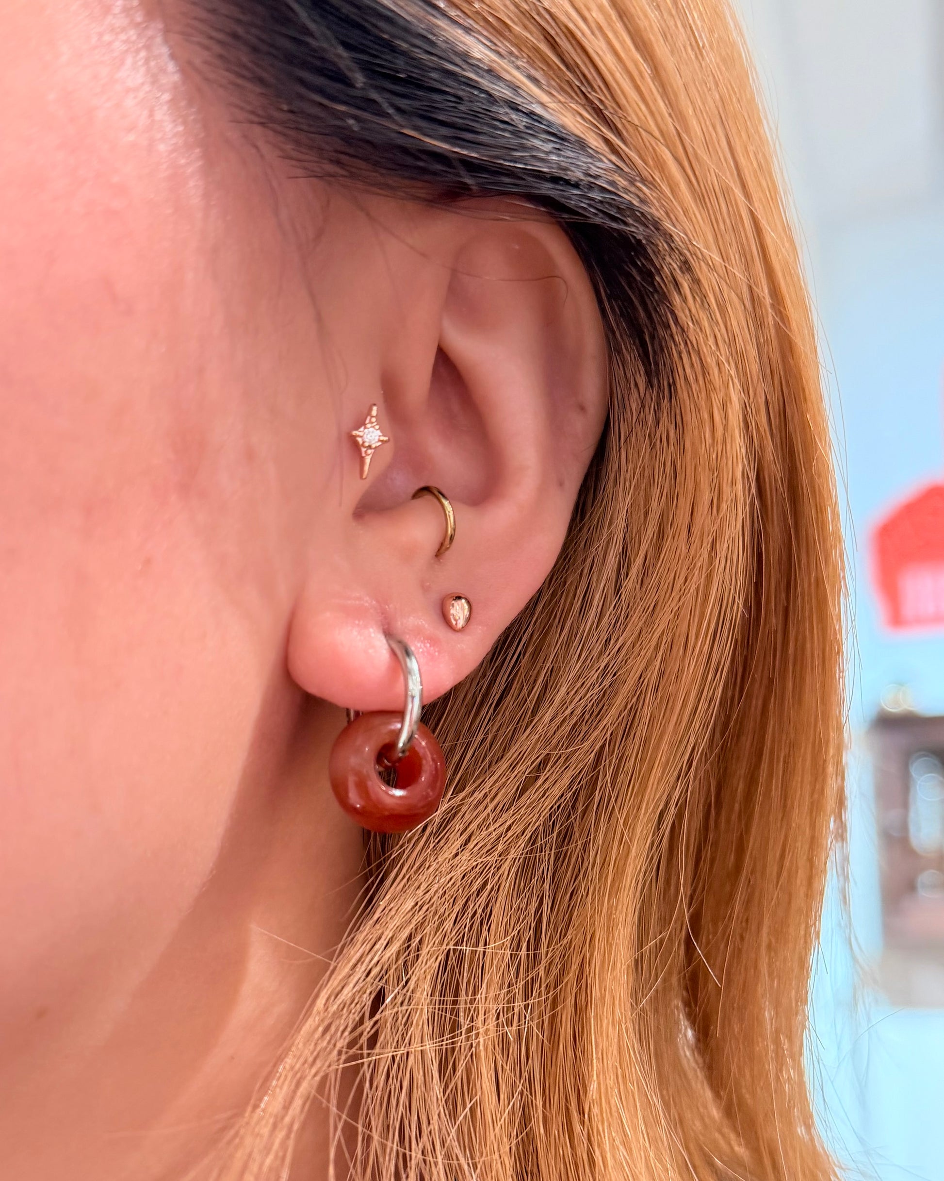 Interlock agate hoop earrings