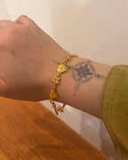 Starlit Heart Chain Brass Bracelet