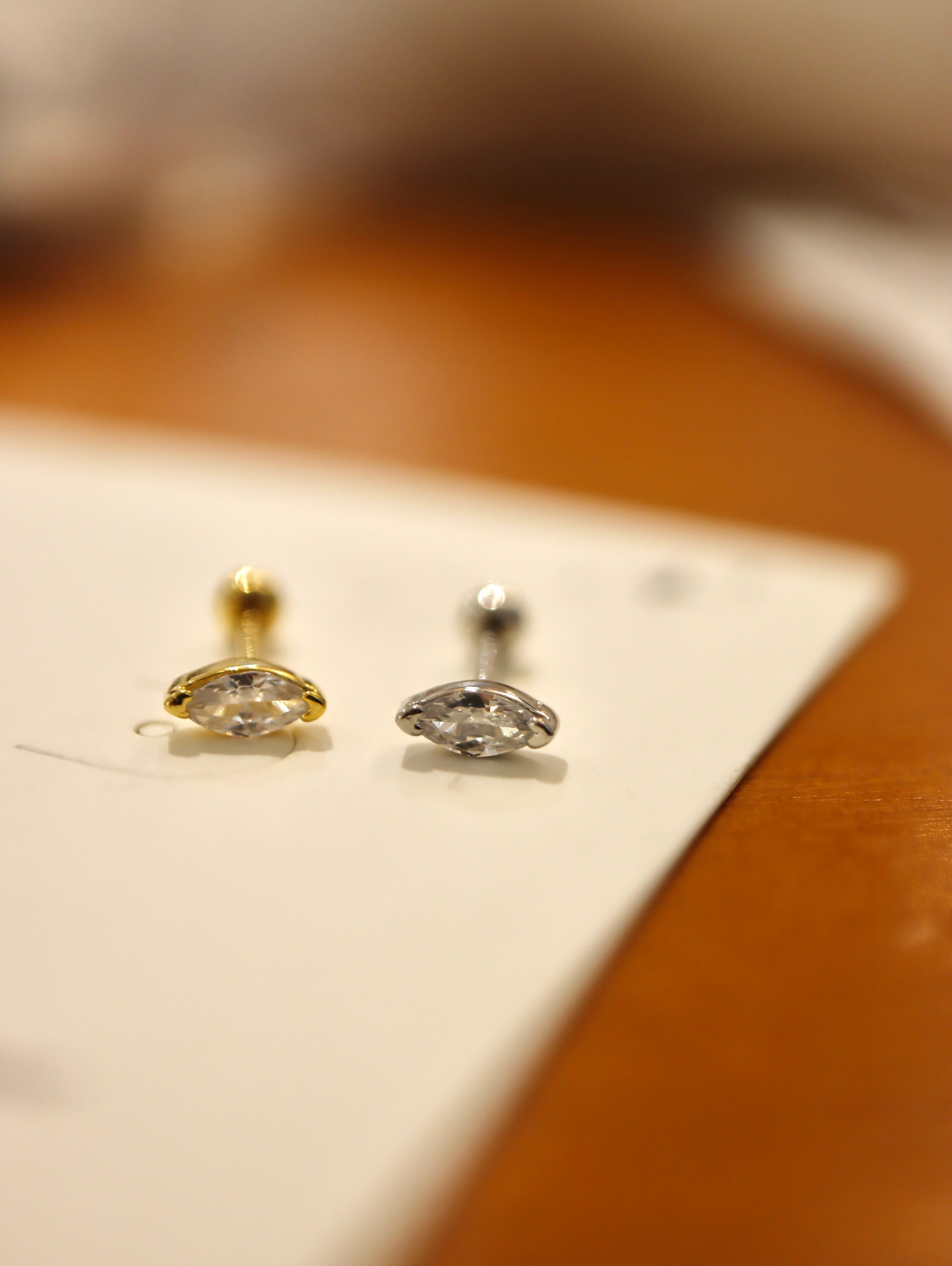 Marquise cz 925 silver piercing stud