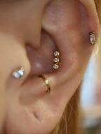Triple round cz surgical steel piercing earring (1pc)