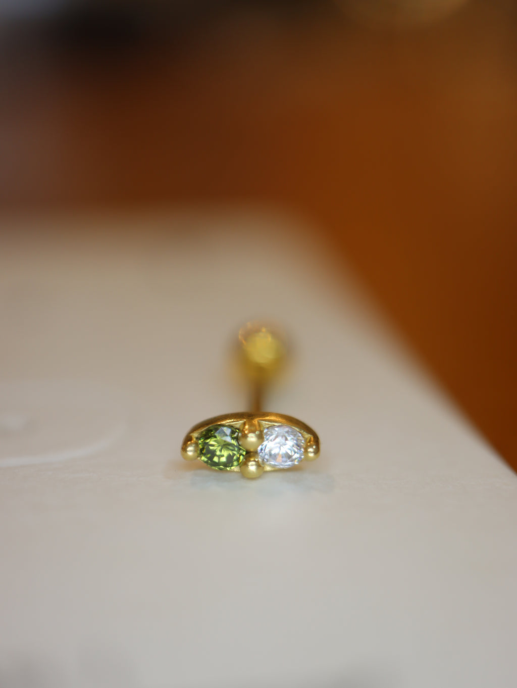 Double cz 925 silver piercing earring (1pc)