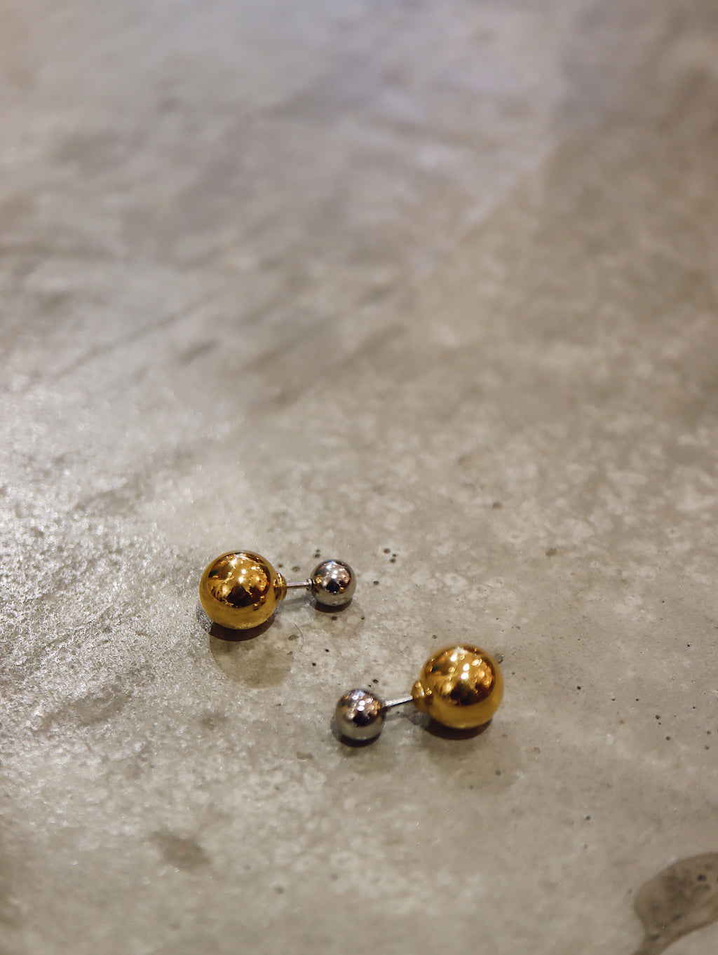 Mix tone front & back stainless steel earrings