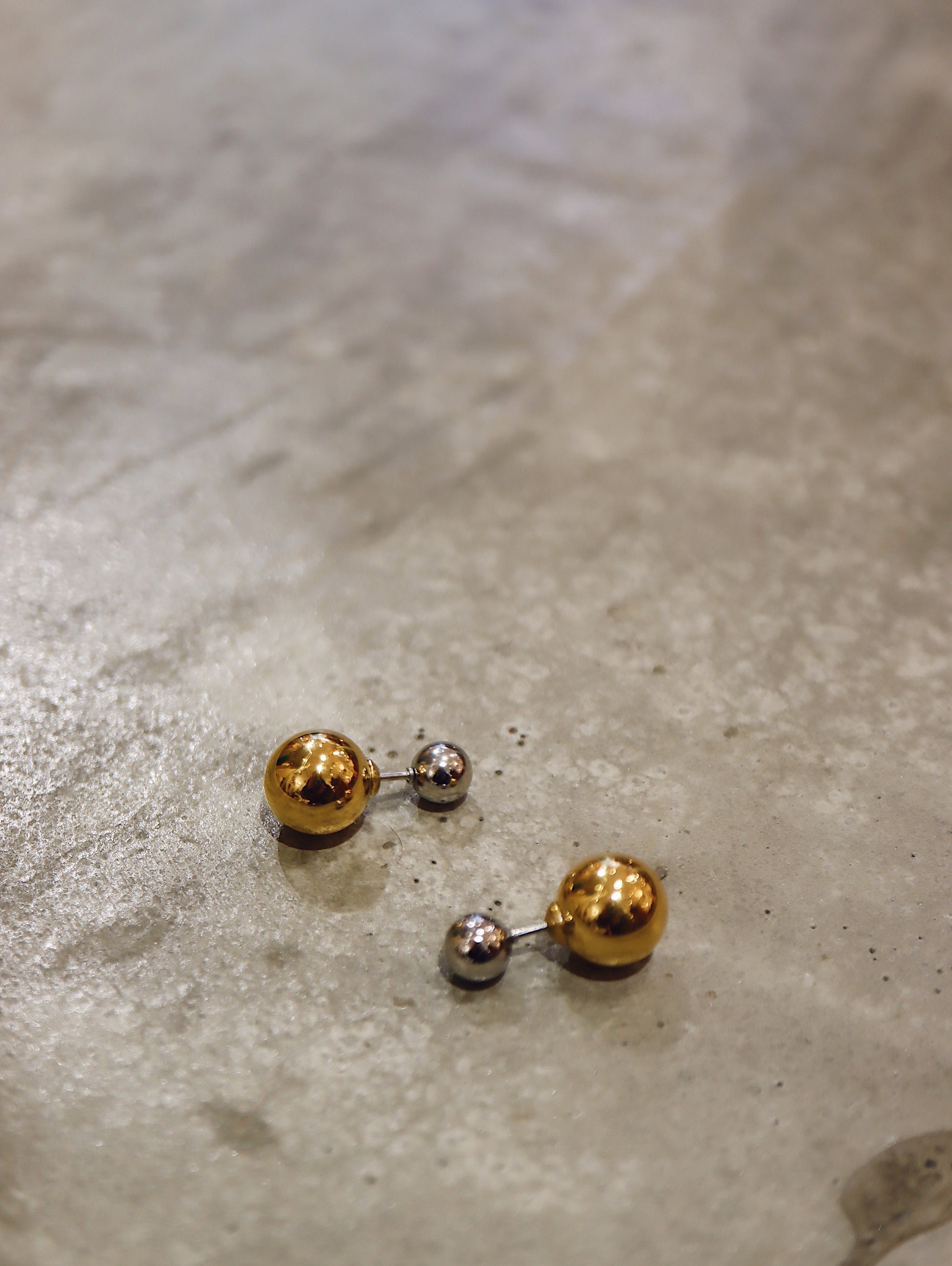 Mix tone front & back stainless steel earrings