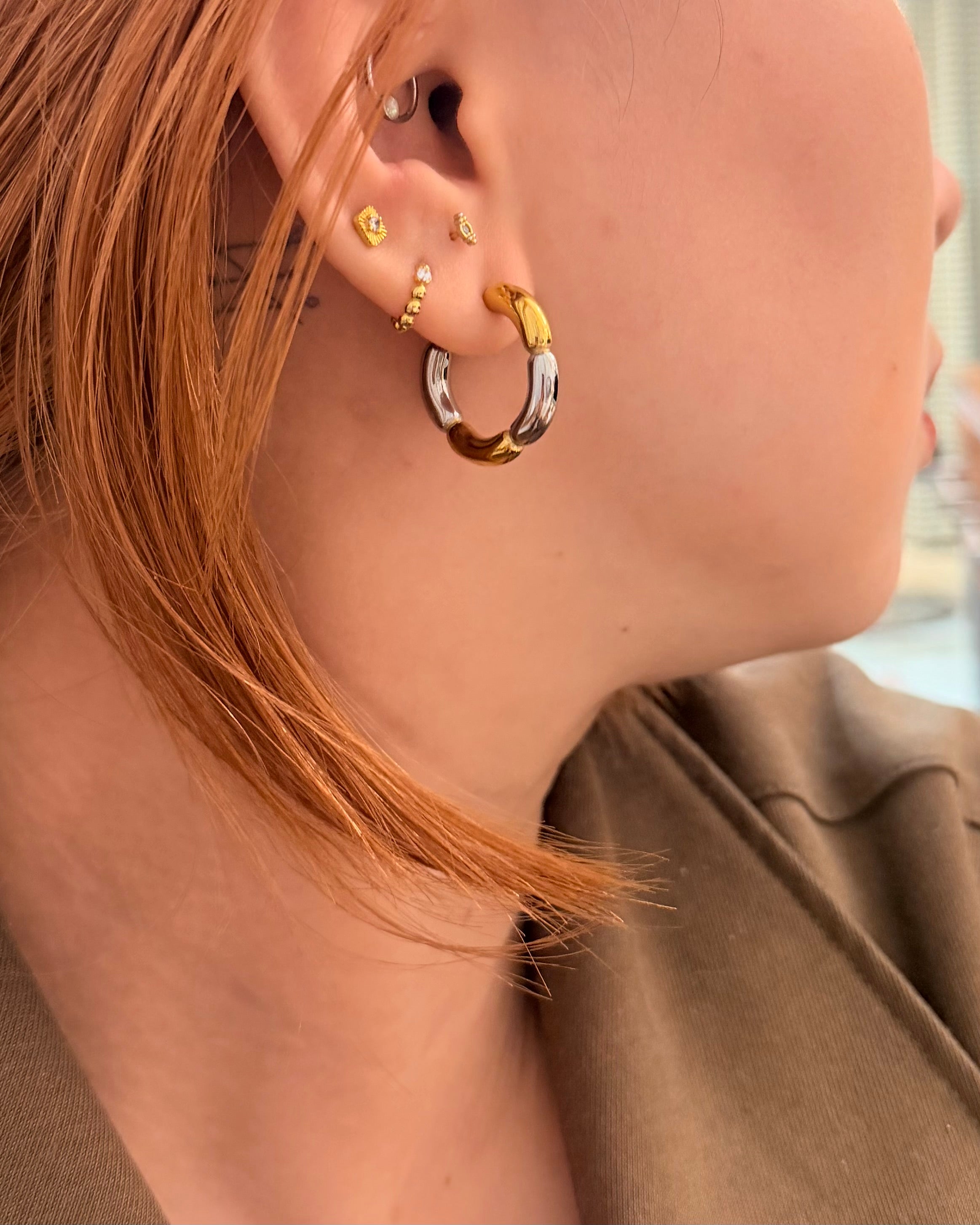 Mix tone stainless steel earrings