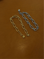 Interlock drop heart stainless steel bracelet