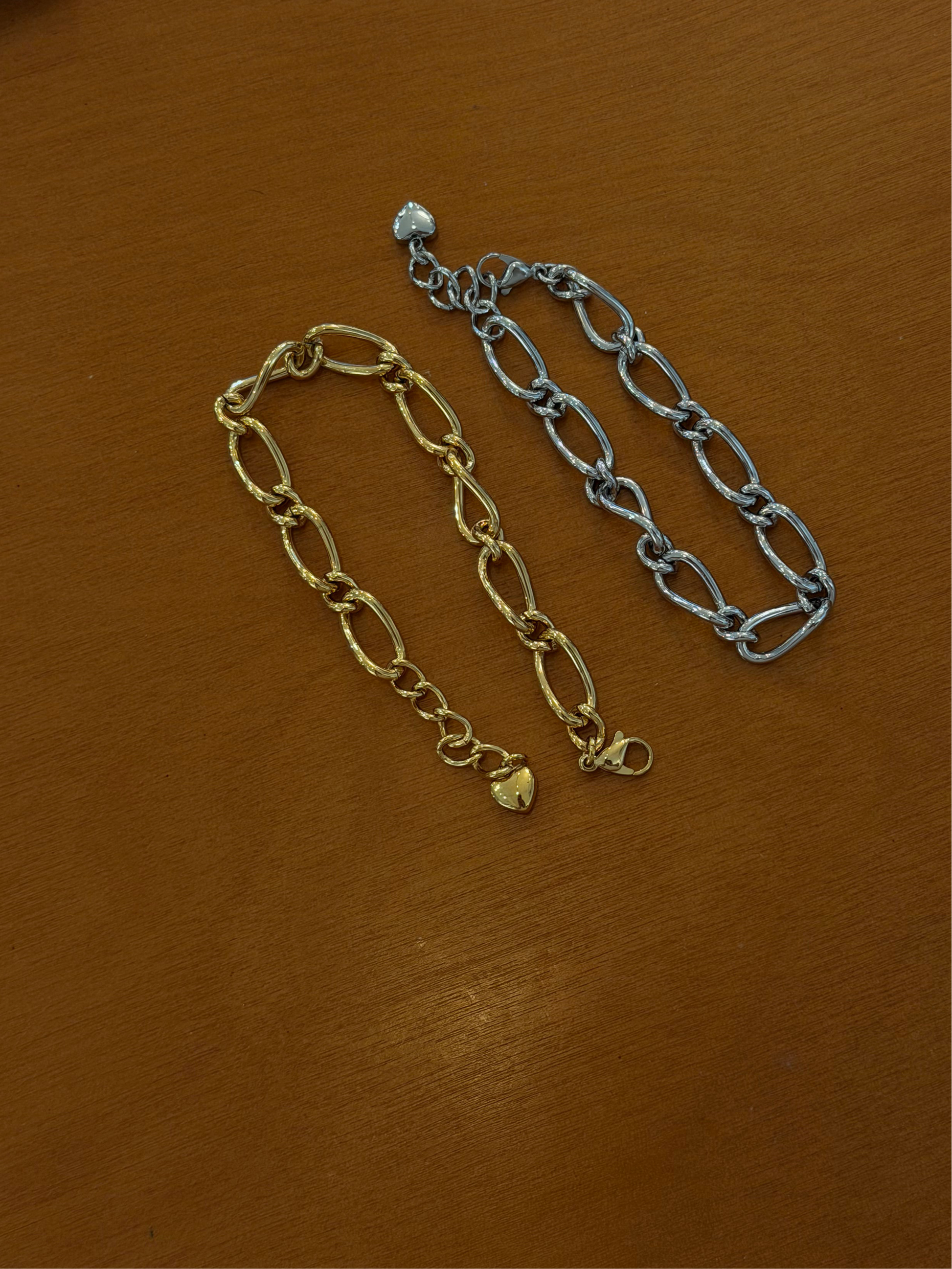 Interlock drop heart stainless steel bracelet