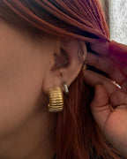 Ribbed Chunky Crescent Hoop Earrings