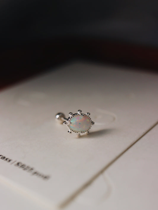 Oval opal s925 screw back piercing