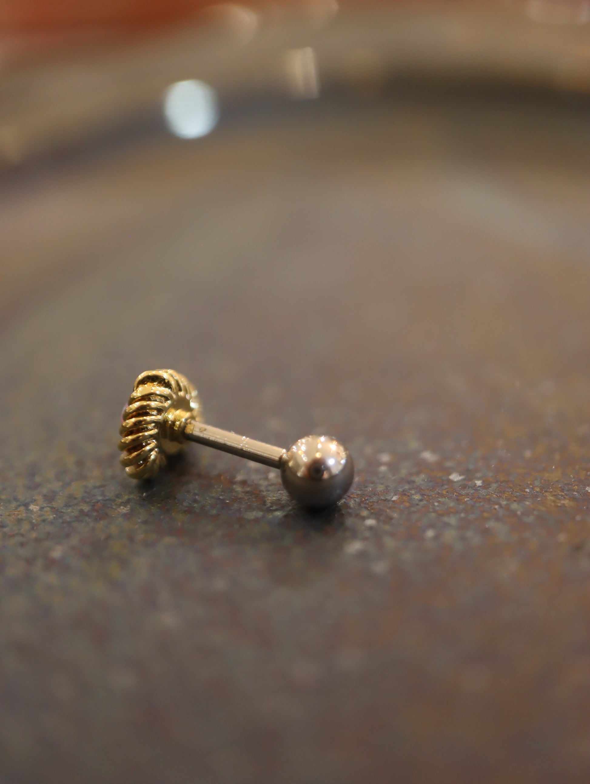 Heart and Opal surgical steel 316 stud earring piercing