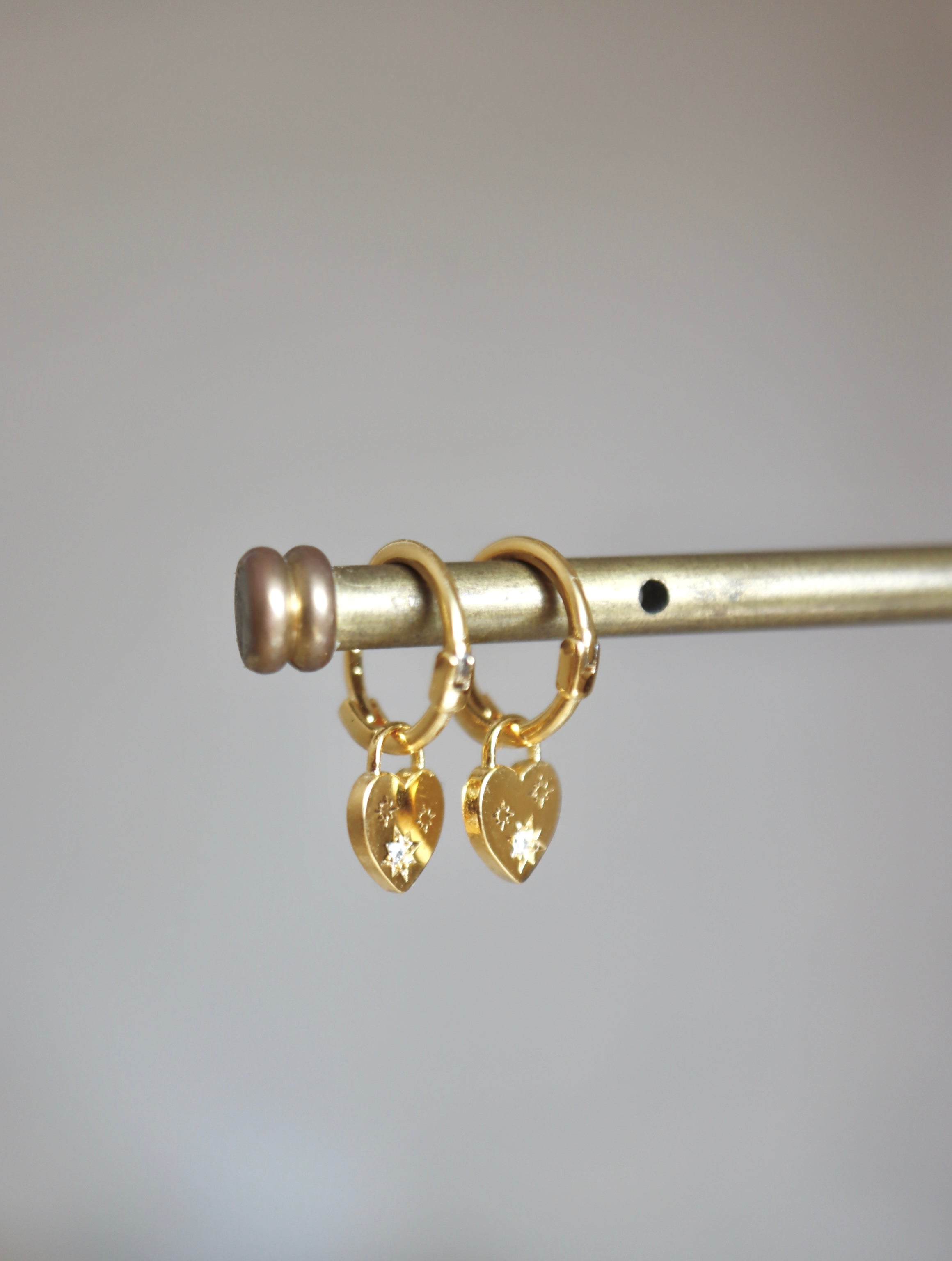 Silver925 Drop studded heart huggie hoop earrings