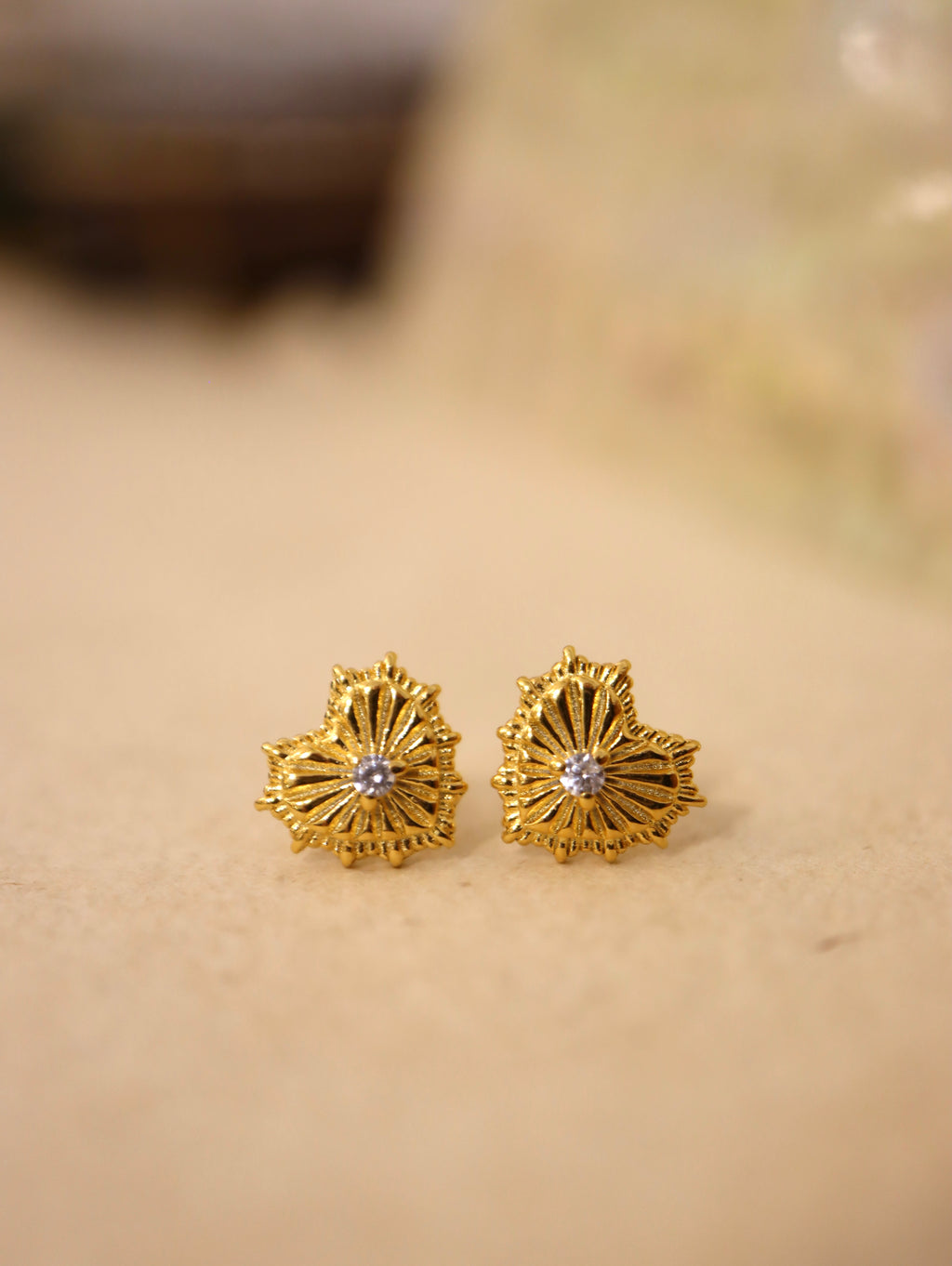 Silver 925 heart stud cz earrings