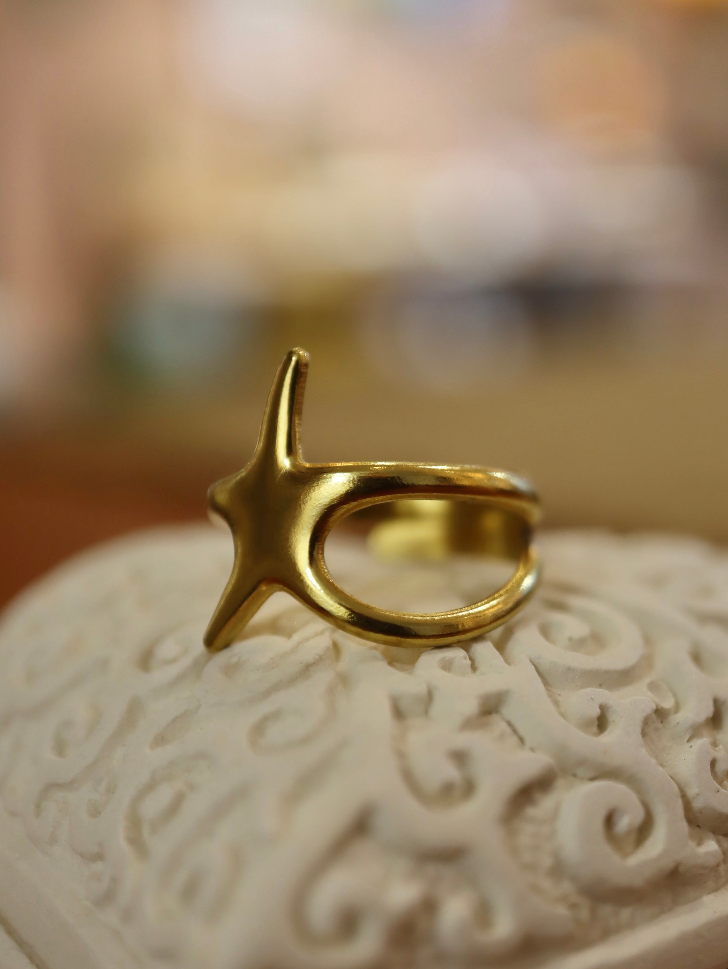Starfish stainless steel open size ring