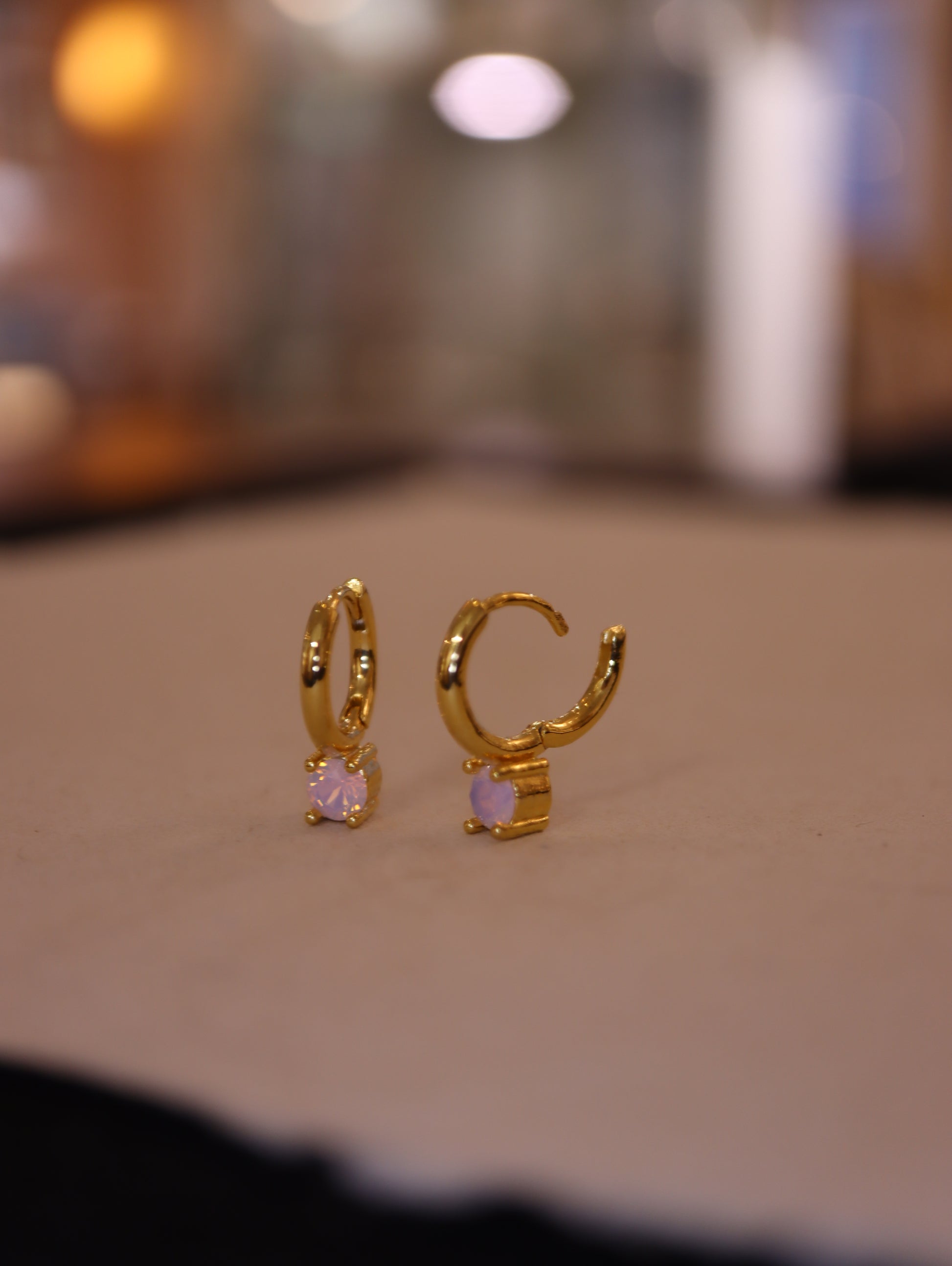Hinged hoop drop cz earrings