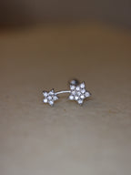Double star cz 925 silver stud piercing (1pc)