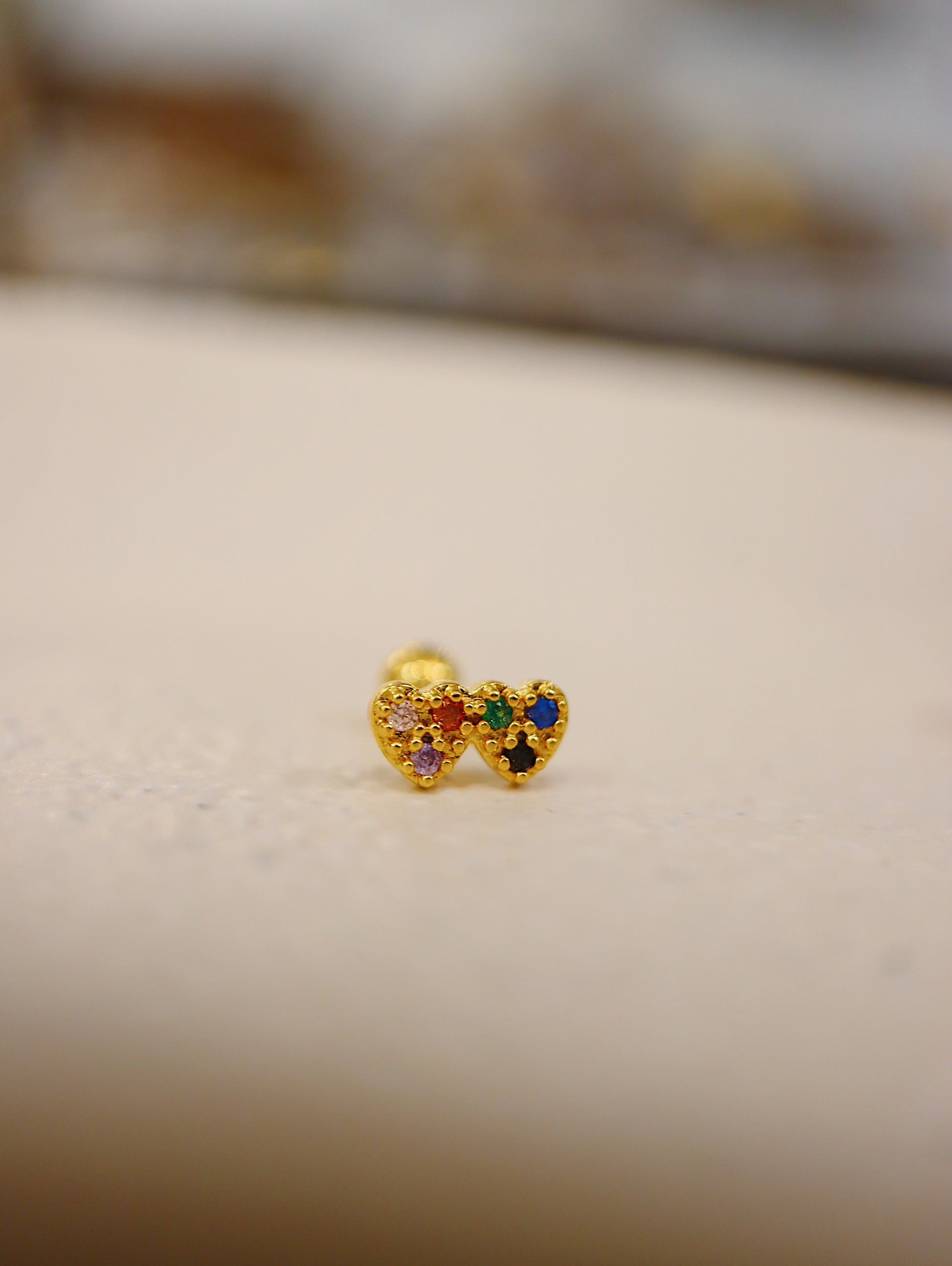 Double heart surgical steel piercing