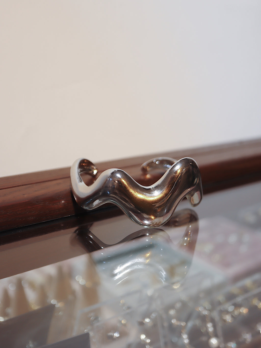 Wavy statement stainless steel bangle