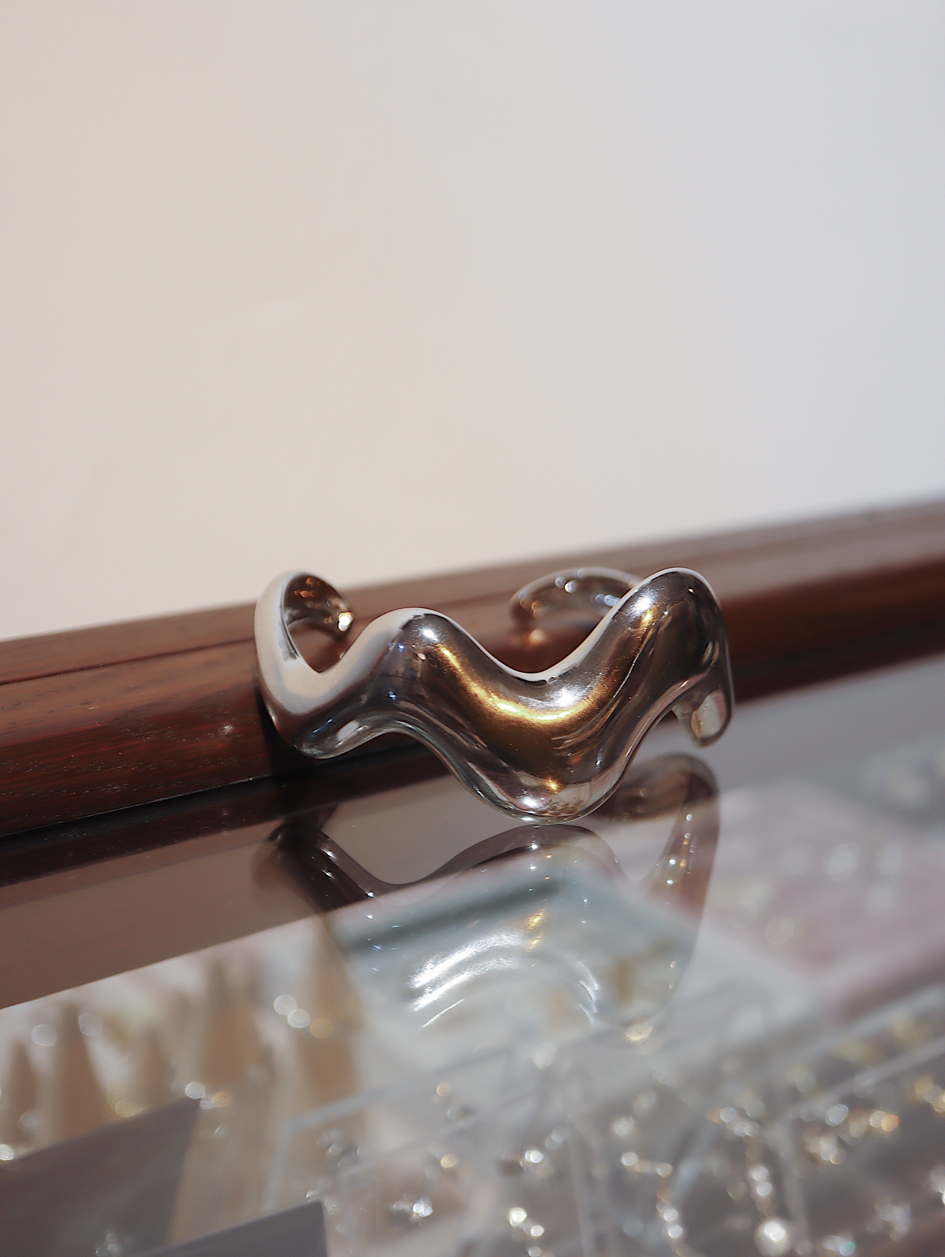 Wavy statement stainless steel bangle