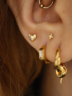 Heart cz stud 925 silver piercing earring (1pc)